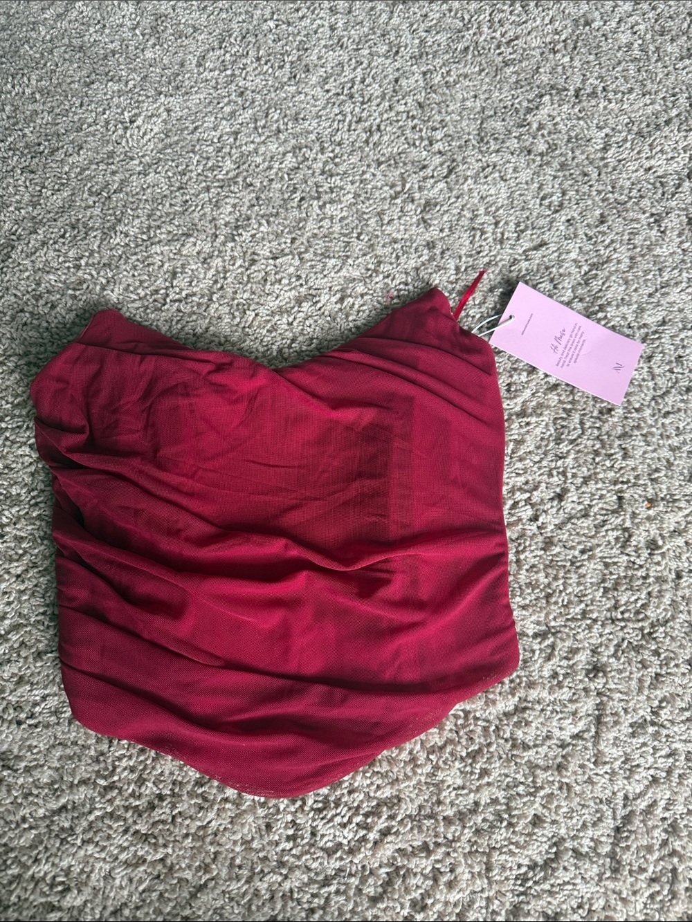 Strapless Ruched Burgundy Bustier Top